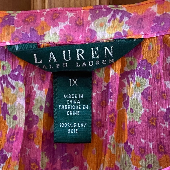 Ralph Lauren Floral Silk Crepe Blouse with camisole Sz 1X - Picture 3 of 7